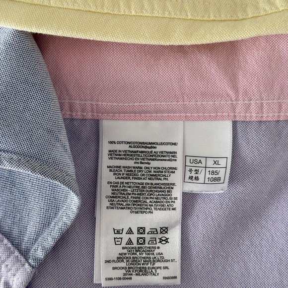 Brooks Brothers Oxford Colorblock Fun Shirt Button-Down Preppy Men's XL Pastel - Picture 8 of 8
